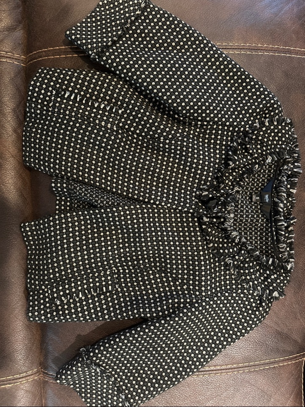 Mossimo Supply Co. Black and White Tweed Fringe Jacket